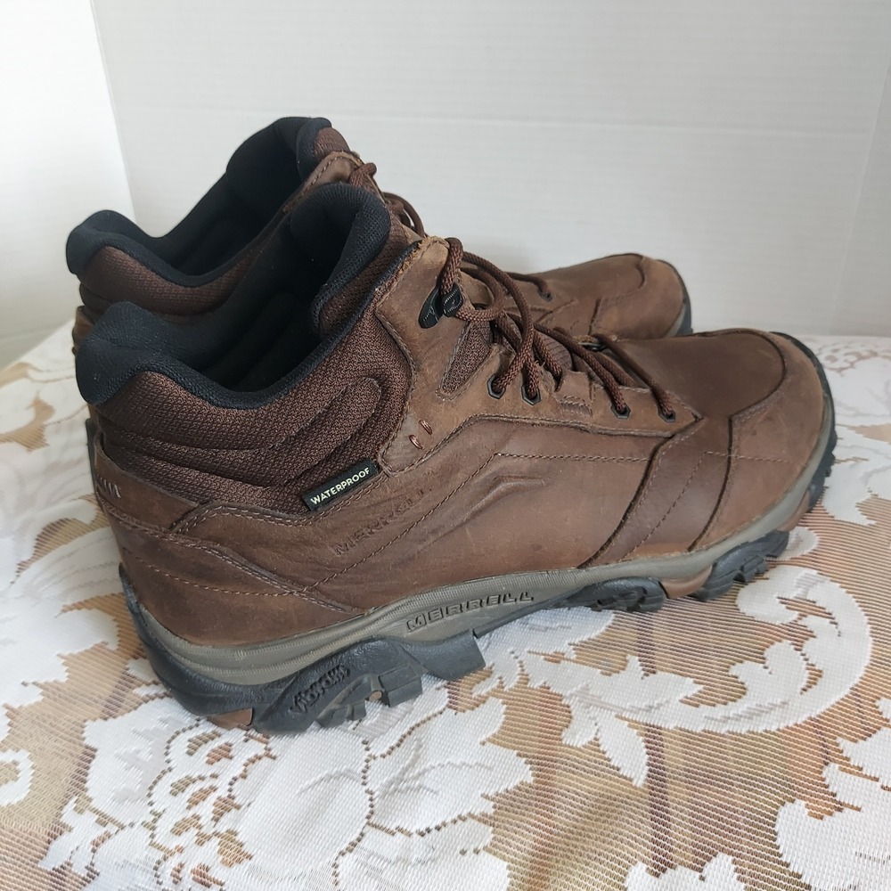 Merrell Mens 13 Moab Adventure Mid Waterproof Hiking Boots Brown Leather J91819